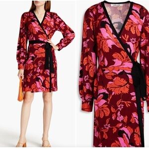 Diane Von Furstenberg Luella Floral Print Wool Wrap Dress